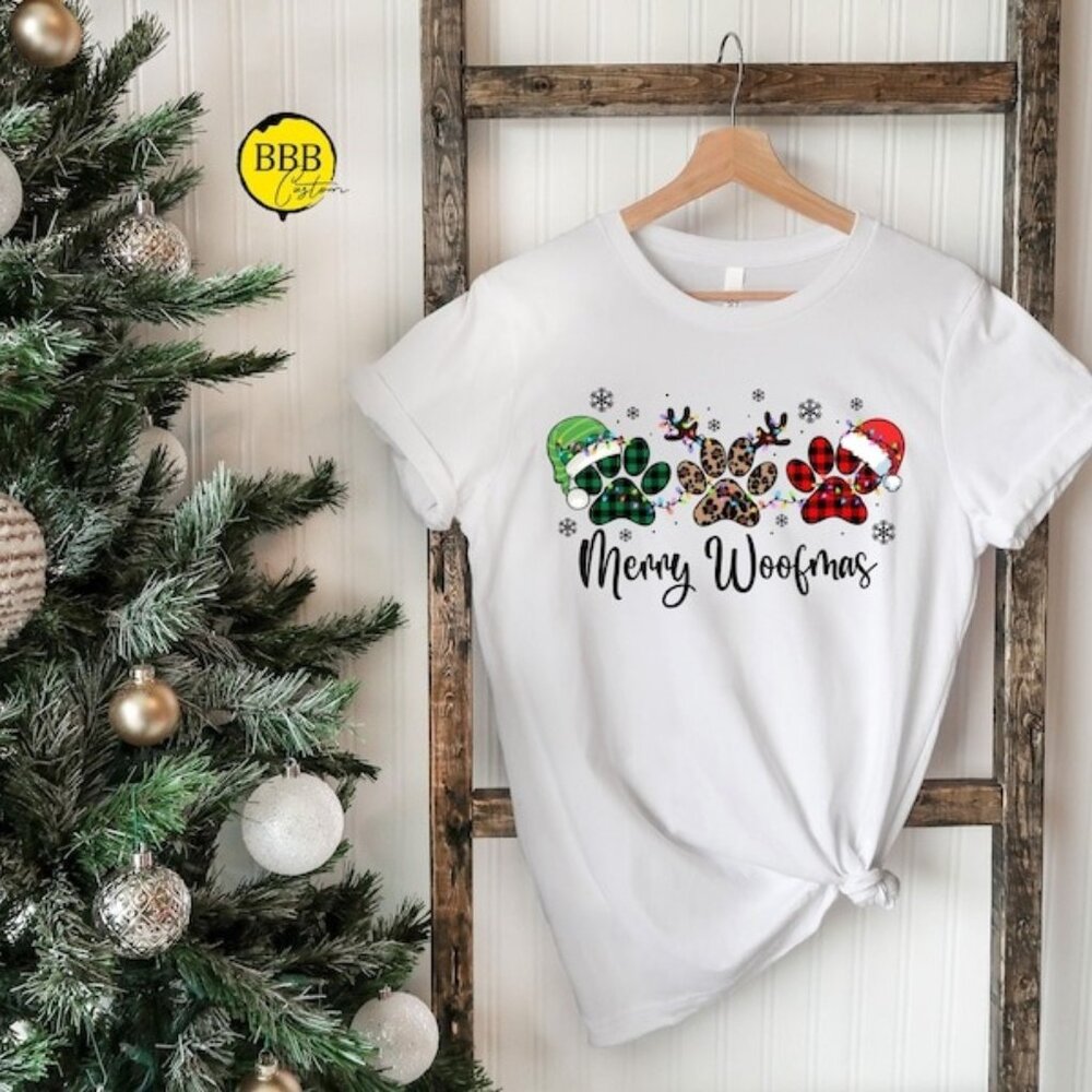 Merry Woofmas Shirt, Dog Christmas Shirt, New Year Tee, Dog Lover Gift